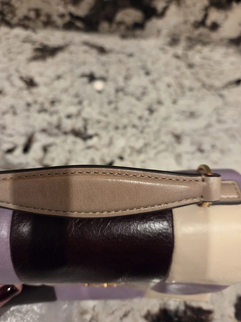 Tory Burch Patchwork Leather Shoulder Bag in Lavender, Cream & Brown